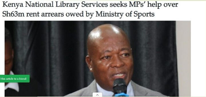 Sports Ministry owes KNLS rent arrears.